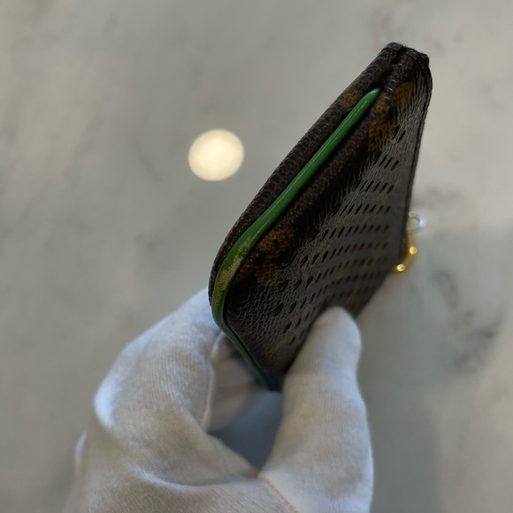 Louis Vuitton Limited Edition Green Monogram Perforated Pochette Cles Key Pouch - Picture 6 of 10